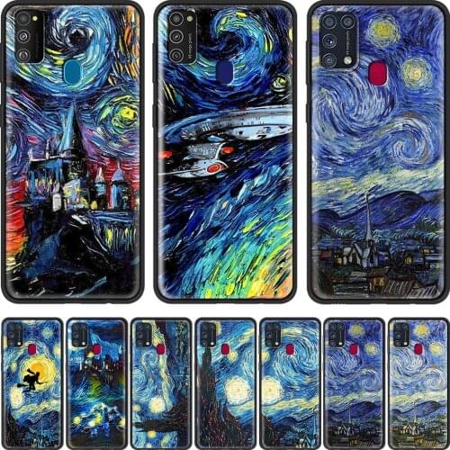 Van Gogh relief Emboss Phone Case for Samsung Galaxy M31 M30s M51 M31s M11 M01 A7 A9 2018 M20 M40 M30 M10 Soft Cover Shell