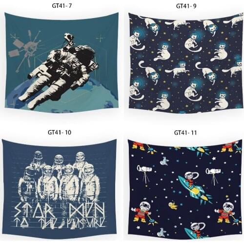Black and white cartoon astronaut room decor aesthetic home decoration wall tapestry wall hanging anime anime tapestry yoga mat
