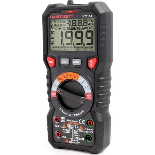Auto Range Digital Multimeter HT118A Professional Multimetro Voltmeter With 6000 Counts 1000V AC/DC Ohm Hz NCV Live C/F