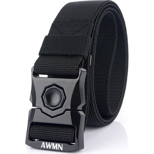 DHL 50Pcs Elastic Belt Alloy Pluggable Buckle Outdoor Casual Tactical Designer Belts Breathable Adjustable Male Jeans Pants Belt