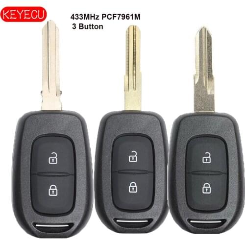 Keyecu Remote Key Fob 2 Button 433MHz PCF7961M for Renault Duster Dokker Trafic Master Logan 2013-2017