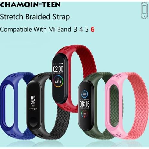 Stretch Braided Strap For Xiaomi Mi Band 6 strap Watchband Bracelet Braided Solo Loop woven Strap for MiBand 5 4 3 Wristbands