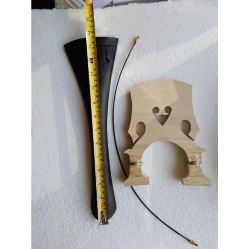 1 PC Quality Ebony Bass Tail piece 3/4-4/4 & Adjustable Bass Bridge & Steel Gut