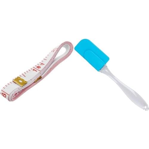 Quality 1.5M Sewing Cloth Tailor Soft Flat Tape Body Measuring Ruler & Silicone Spatula Spoon Mixer Scraper(Sky Blue) S