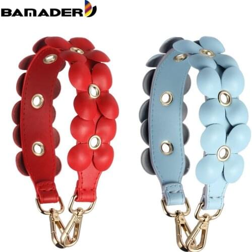 New Short Bag Hand Strap with Genuine Leather Flowers Luxury Shoulder Strap High Quality with Length 30cm Short Shoulder Strap