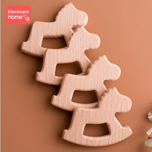 Mamihome 10pc Baby Wooden Teether Horse Rodent Toys Chew Rattle BPA Free Beech Pacifier Chain Pendant ChildrenS Goods BPA Free