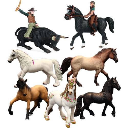 Farm Animal Riding Horse Minifigures Appaloosa Harvard Hannover Clydesdale Quarter Horse Collection Action Figure Model Kids Toy