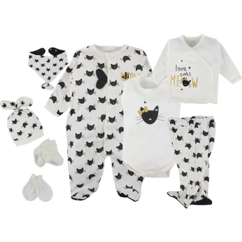 Baby Girl Boy Babies Newborn Clothing 8-pcs Hospital Outlet Custom Fabric Antibacterial Babies Healthy Safe Outfit Sets Dresses
