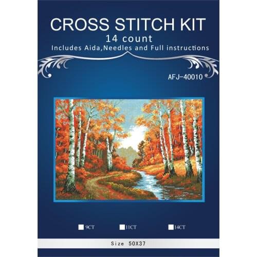 Oneroom Gold autumn forest Embroidery Needlework Crafts 14CT Unprinted DMC DIY Quality Cross Stitch Kits Handmade Arts Decor