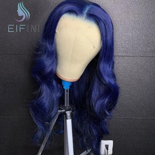 13×4 Lace Front Wigs With Baby Hair Dark Blue Remy Peruvian Human Hair Wigs Body Wave Lace Frontal Wigs Plucked For Black Womens