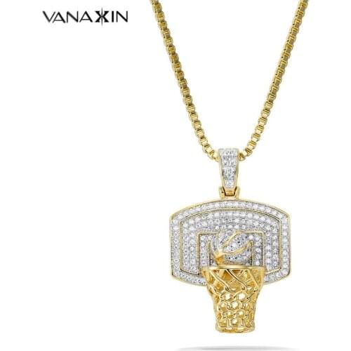 Basketball Hoop Pendant AAA Iced Out CZ Paved Charms Necklace Men Hiphop Fashion Punk Jewels Accept Drop Shipping