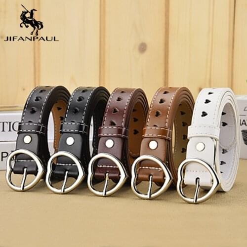 JIFANPAUL New Love Hollow Belt Heart-shaped Ladies Belt Heart-shaped Perforated Decoration All-match Jeans Belt belts for women