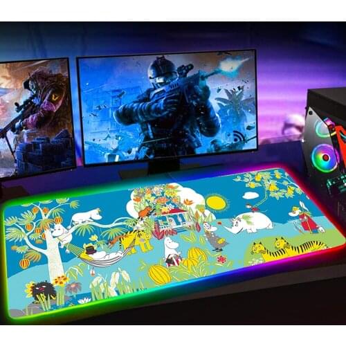 Rgb Mausepad Cartoon Cute Hippo Moomines Computer KAWAII Gaming Accessiores XXL Mause Pad Backlit Mat Mausepad Alfombrilla Raton