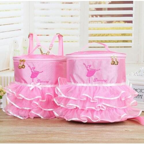 Pink Ballet Bag For Girls Toddler Cute Ribbon Embroidery Bag For Ballet Kids Children Backpack Dancing Bag