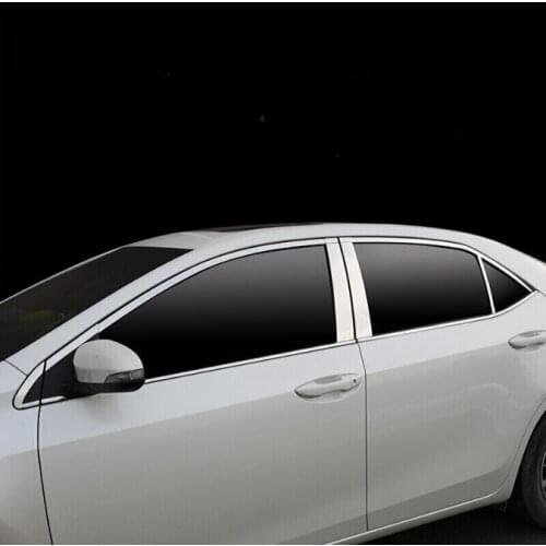 Car styling stainless steel window trims for 2014 2015 2016 2017 2018 Toyota Corolla car accessories
