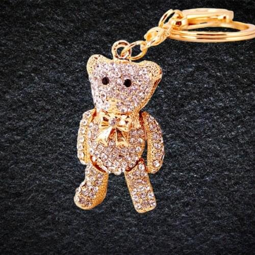 Rhinestone-Crystal Bow Bear Key Chain Holder Keychain Car Key Ring For Holder Bag Keychains For Birthday Friend Gift