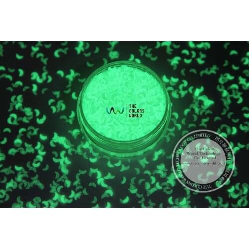 TCYJ825 Glow in dark Glitter Yellow Green Light Color long last glowing, 3MM Moon Shape competitive price Noctilucent Glitter