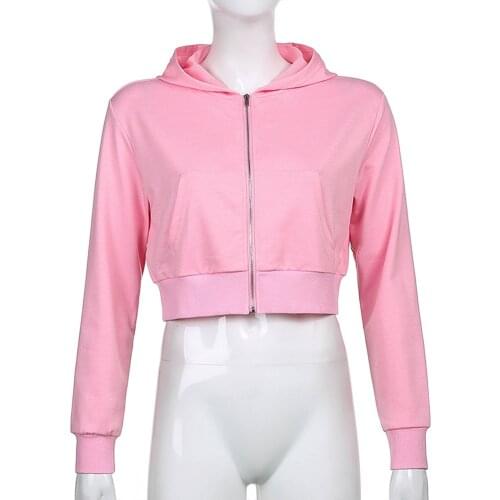 Hooded Sweatshirts Cardigan Women Cropped Tops Hoody Fashion Casual Comfortable Zipper Long Sleeve Autumn Hoodie Jacket