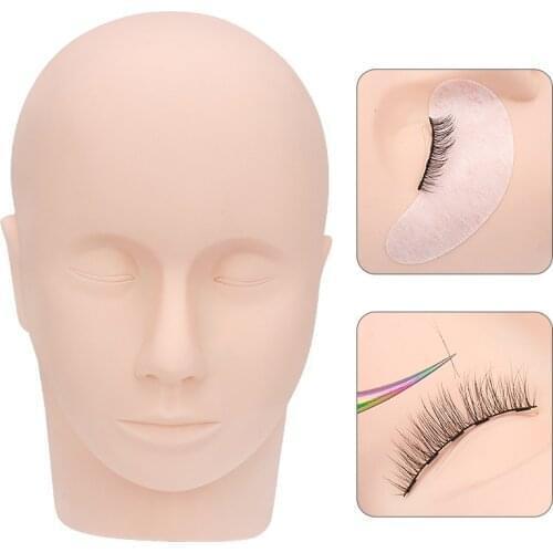 Training False Eyelashe Handmade Practice Silicone Mannequin Model Head Beginner Training Set Practicing Eyelash Extension Tools