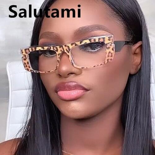 Unique Leopard Print Small Square Sunglasses For Women Vintage Clear Glasses Frame Female Sexy Sun Glasses Ins Hot Shades Men
