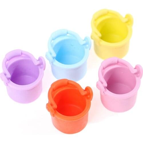 5Pcs Water Bucket 1:12 Fairy Home Kitchen Pretnd Play Game Dollhouse Miniature Colorful Bucket Classic Pretend Play Toys Gifts