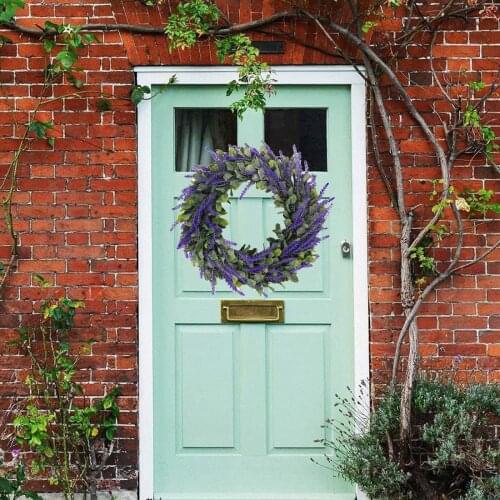 Lavender Wreath Artificial Leaves Flower Background Hanging Wall Window Decorative Wedding Party Supplies Christmas Home Decor
