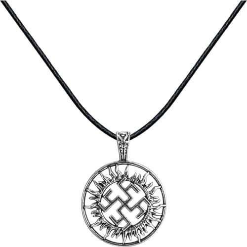 Viking Solar Amulet Pendant Necklace Alatyr Star Slavic Jewelry Sun Symbol Talisman Pendant Germanic Pagan Men Necklace