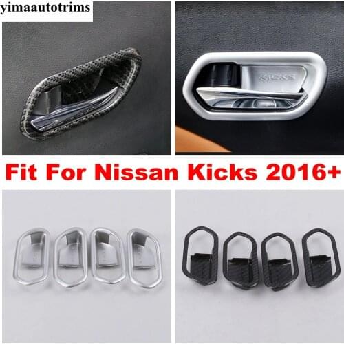 Car Door Inner Armrest Handle Bowl Frame Cover Trim Carbon Fiber Look / Matte Accessories Interior For Nissan Kicks 2016 - 2021
