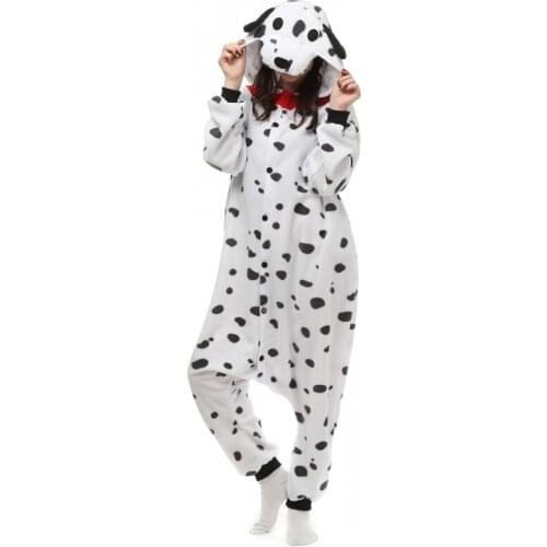 Unisex Adults White Dalmatian Spot Dog Costume Pajama Halloween Christmas Onesies Teenagers Famous Brand Cartoon Lounge Wear