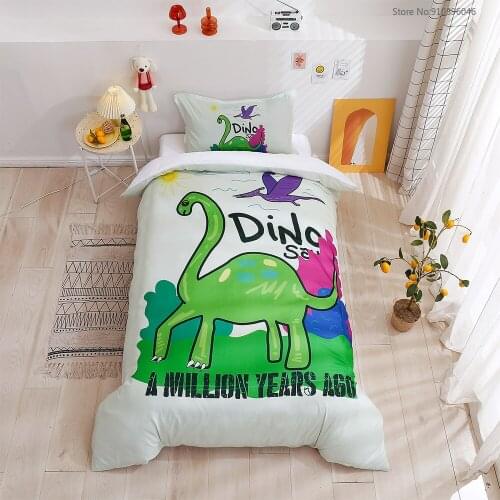 Green Dinosaur Bedding Set Jurassic World Iguanodon Duvet Cover for Baby Boys Cute Bed Set King Size Cartoon 3D Quilt Cover