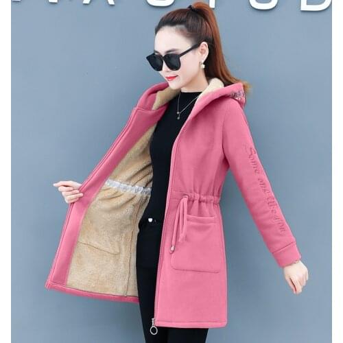 New Women hoodie coat Autumn Winter Large size Women Tops Plus velvet Lamb wool coat female Casual hooded Outerwear trench coats