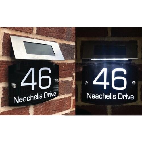 House Door Signs Plaques Numbers 1 - 9999 SOLAR LIGHT Sign street Name L3 Curve