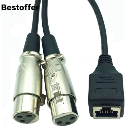 0.25 Meters 2XLR 3-Pin to RJ45 Female to Female Network Port Card Faucet Adapter Cable