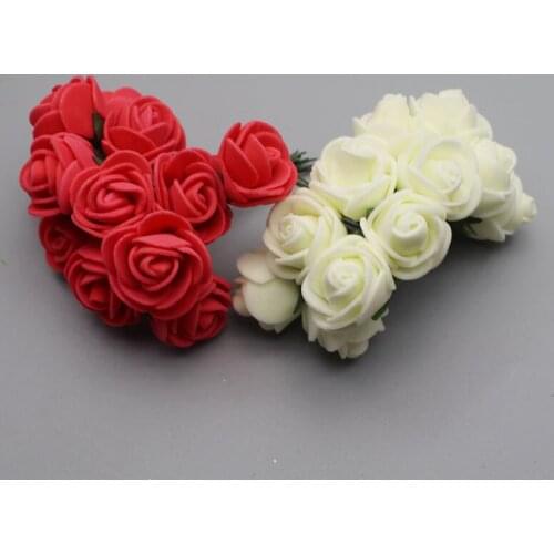 12pcs/lot Small Rose Flowers DIY Hand Material Artificial For Wedding Candy Box Decorations and Bride Headdress Box Pack