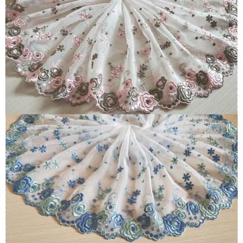 2 Yards Lace Trim Flowers Floral Embroidered Tulle Lace 8.26" Wide Doll Dress Underwear Costume DIY Craft Supplies