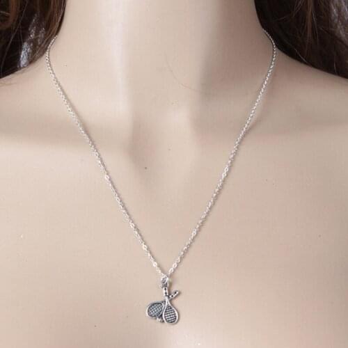 2019 Personality Double Tennis Racket Necklace&Pendant for Women Gold Sport Fitness Collier Femme Jewelry Necklace Women