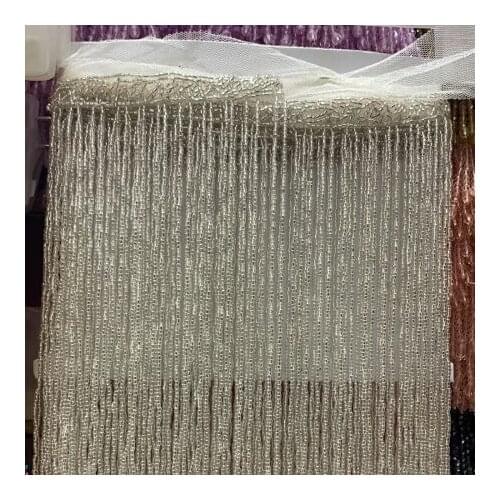 26.0cm W Dangling Gold Silver heavy beaded fringe tassel trim seed beads fringe for dance costume beaded haute couture dress