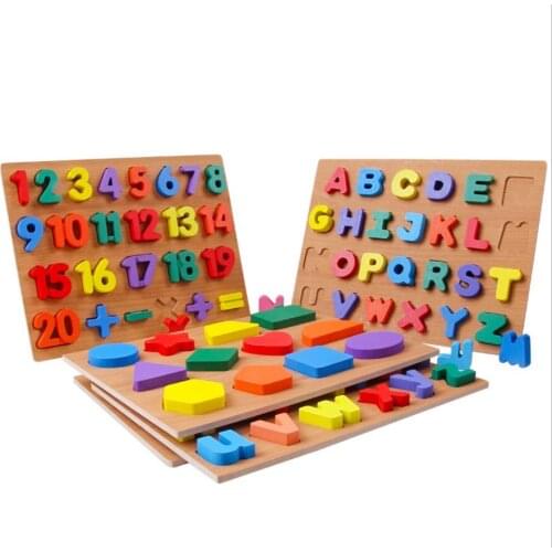 3D Alphabets Digital Jigsaw Kids Educational Puzzle Wooden Montessori Early Learning Toy 3D Colorful Letters Board for Children