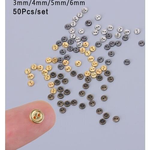 50Pcs 3mm 4mm 5mm 6mm 7mm 8mm Mini Buttons Metal Mixed Color Round Bread Buttons Doll Buttons For DIY Sewing Blyth Doll Clothing
