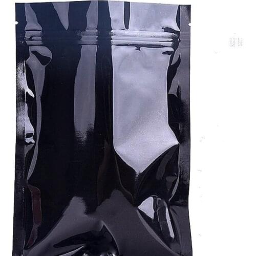 7x10cm Glossy BlackAluminum Foil Zip Pack Bag Food Grade Resealable Mylar Zipper Pack Pouch Self Sealing Storage Package Ba