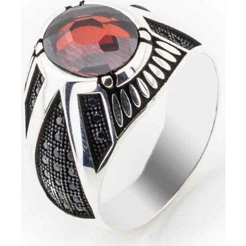 925 sterling Silver Zircon Silver Men Ring
