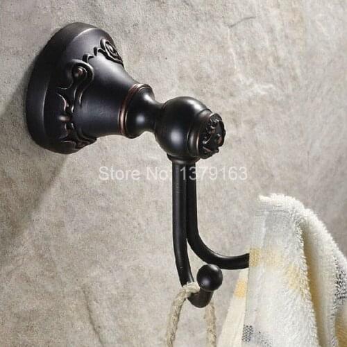 Bathroom Accessory Black Oil Rubbed Brass Wall Mounted Hardware Robe Hook Hanger Clothes Coat Hat Bag Towel Holder aba450