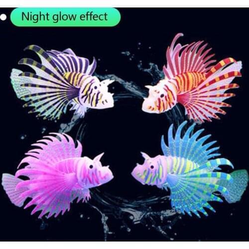 Aquarium Artificial Luminous Lionfish Beautiful Fish Tank Aquatic Landscape Silicone Simulate Fish Glow In Dark Underwater Decor