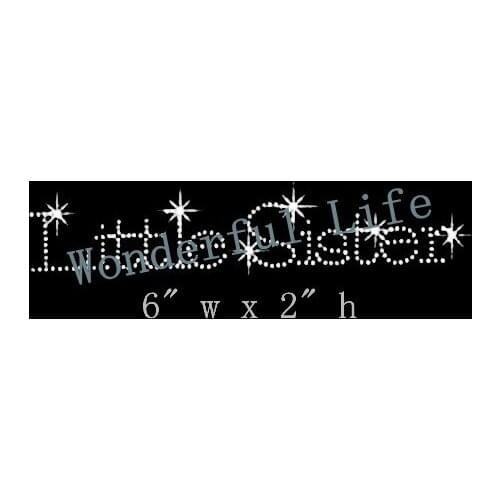 Free shipping motif designs iron on transfer hot fix rhinestone motif rhinestones fix litte sister words in shining style