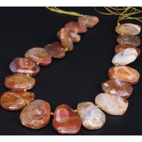15.5"/strand Brown Crack Agates Top Drilled Faceted Slab Loose Beads,Natural Onxy Stone Slice Nugget Pendants Jewelry Making