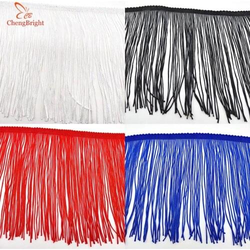 ChengBright Nice 100Yards Length 20cm Wide Lace Fringe Trim Tassel Fringe Trimming For DIY Latin Dress Stage Clothes Accessories
