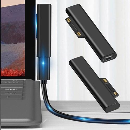 Black Surface Book Type C Female PD Fast Charging Plug Converter for Surface Pro 3 4 5 6 Go Connector for USB C Female Adapter