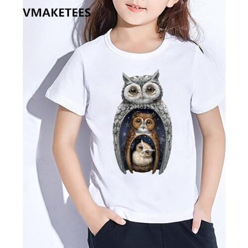 Kids Summer Short Sleeve Girls & Boys T shirt Children Russian Dolls Owl Print T-shirt Casual Funny Baby Clothes