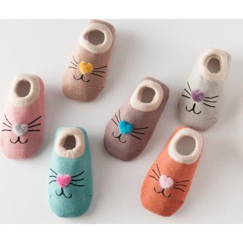 Autumn Winter Thicken Warm Shoes Socks Cotton Baby Boys Girls Rubber Slip-resistant Floor Sock Cartoon Animal Toddler Kids Socks