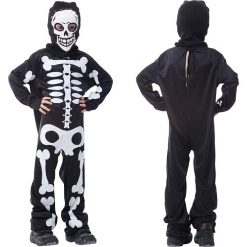 Halloween Skull Attached Mask Costume Children Boys Ghost Battle Royale Game Boys Cosplay Jumpsuit Christmas Gifts